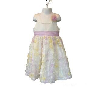 Girls 5 Bonnie Jean Pastel Pink Yellow White Flower Floral Easter Sunday Dress